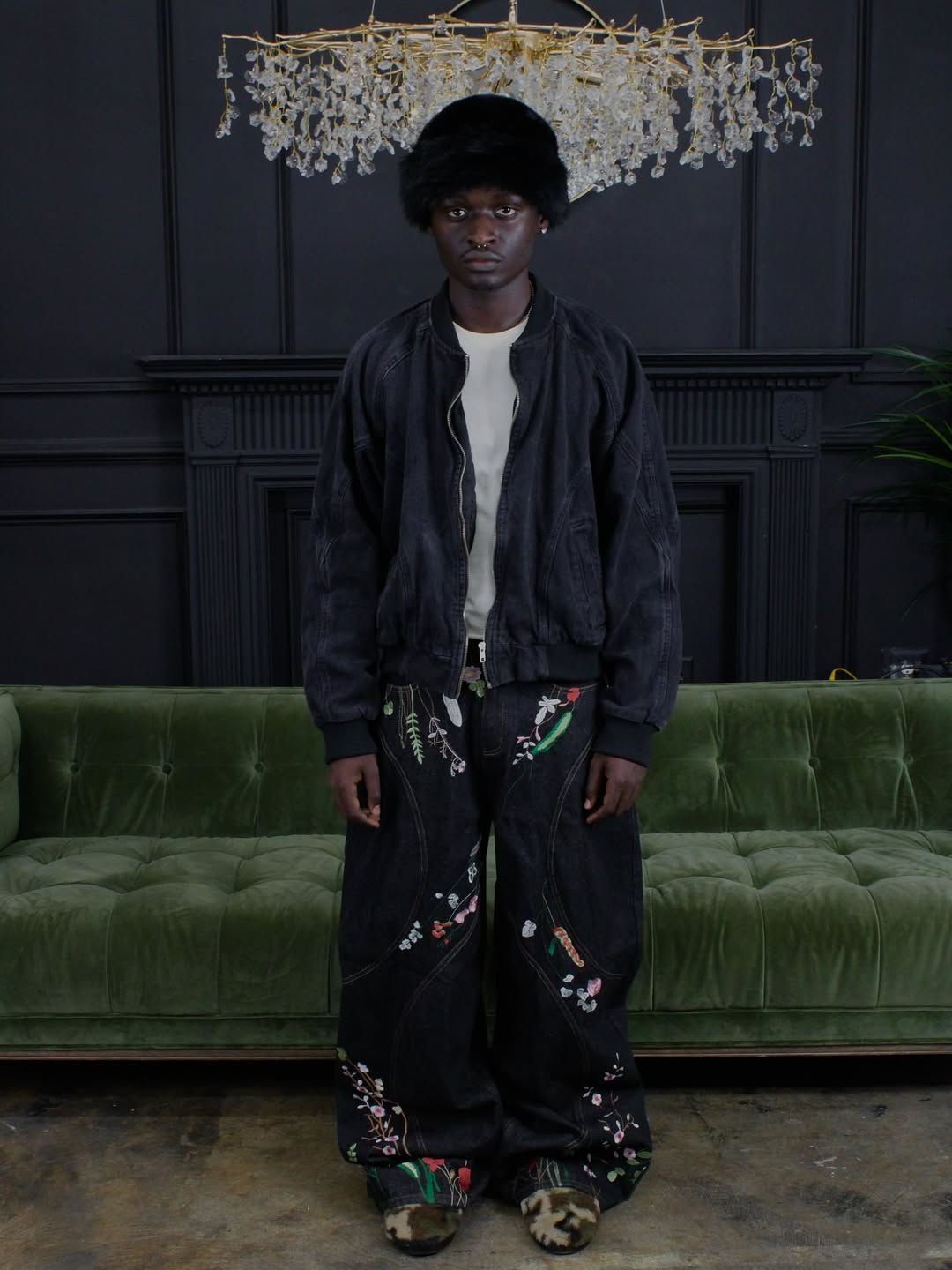 "FLORAL" BAGGY DENIM