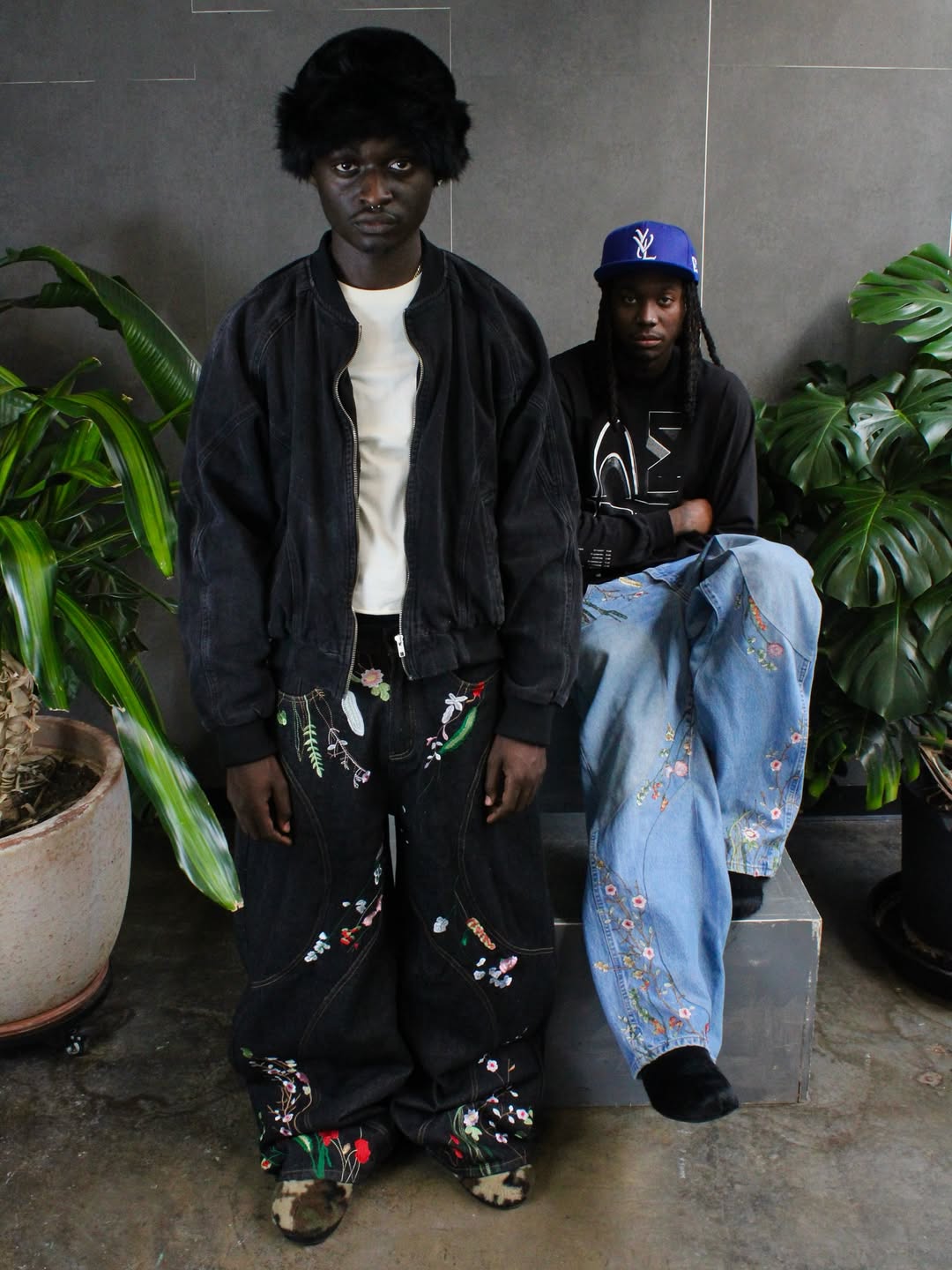 "FLORAL" BAGGY DENIM