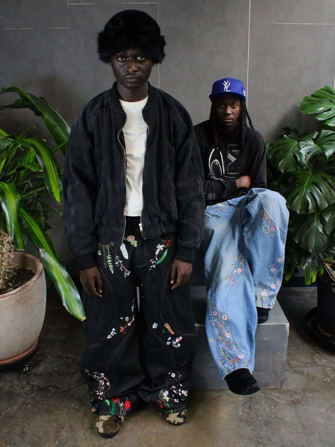 "FLORAL" BAGGY DENIM