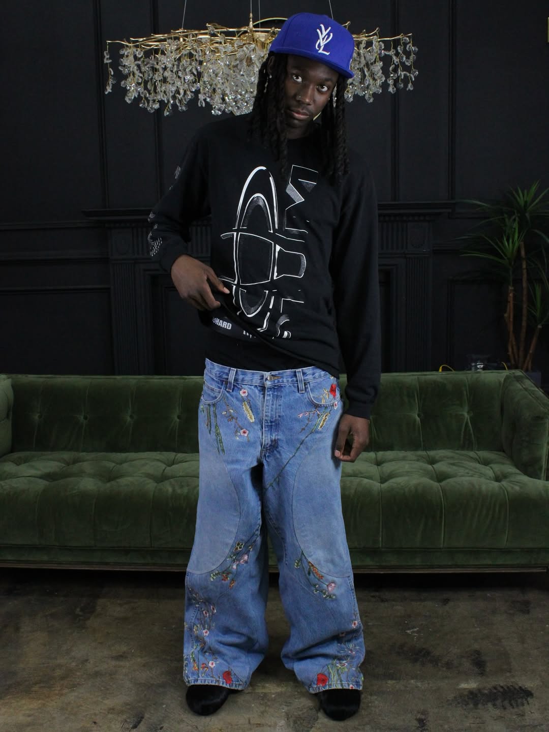 "FLORAL" BAGGY DENIM