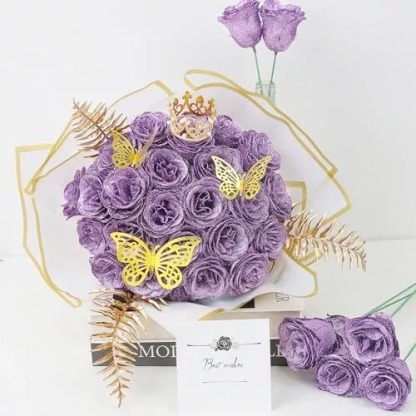 Glitter Rose Bouquet Couple Glitter Everlasting Rose Bouquet (Never Wither)