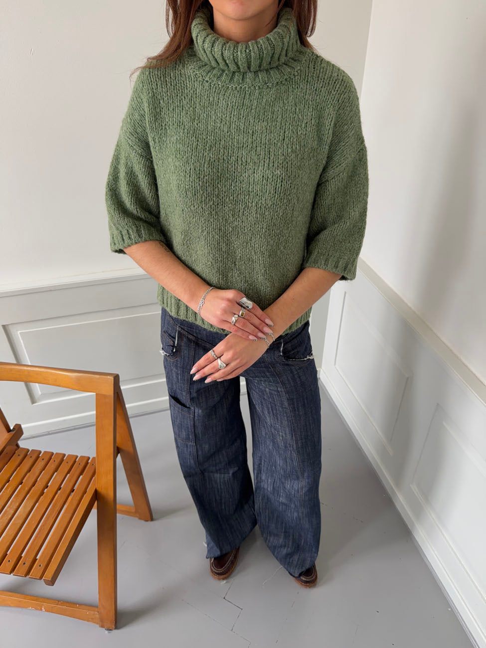 Dubleo knit sweater with short sleeves