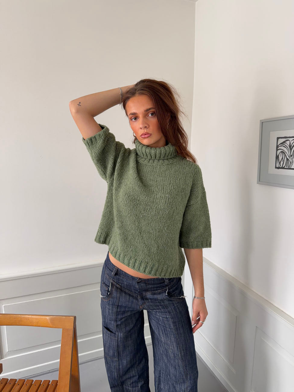 Dubleo knit sweater with short sleeves