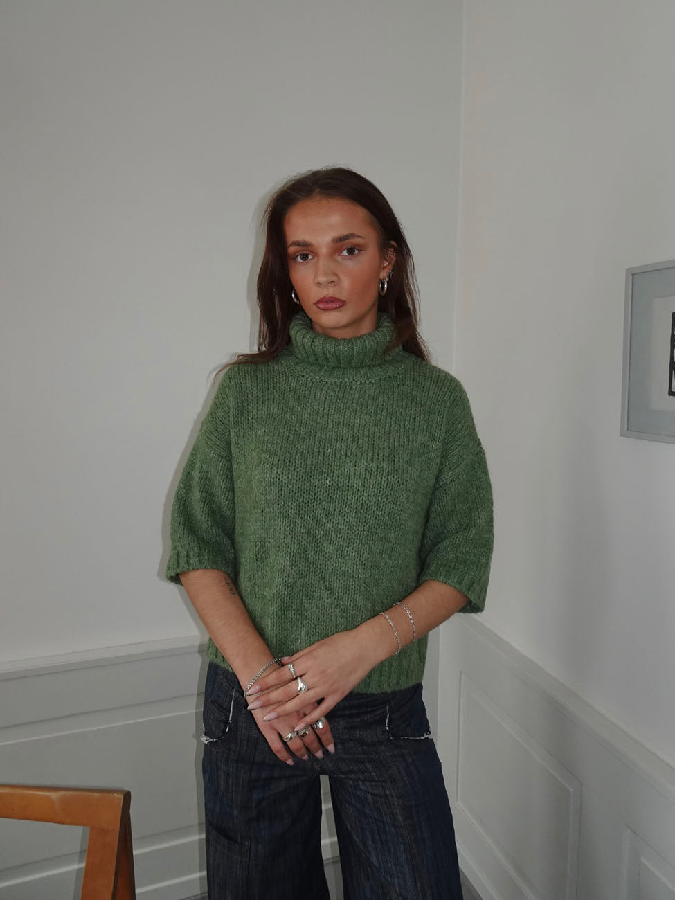 Dubleo knit sweater with short sleeves