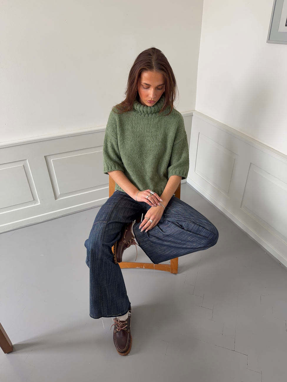 Dubleo knit sweater with short sleeves