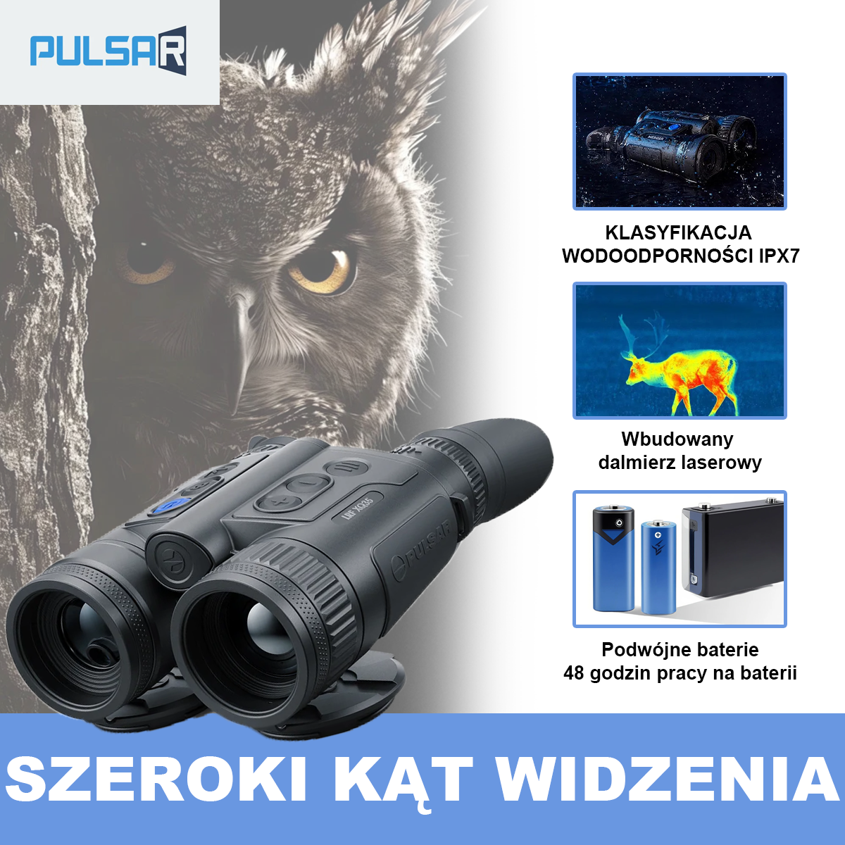 Pulsar-LRF XP50, klasyczna lornetka termowizyjna, precyzyjna detekcja Lynred i ekstremalne śledzenie