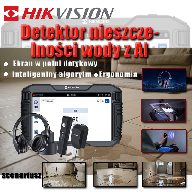 Detektor wycieków wody HIKMICRO AI inteligentny detektor wycieków wykrywanie wycieków w rurach wodnych wewnątrz i na zewnątrz przyrząd do wykrywania wycieków