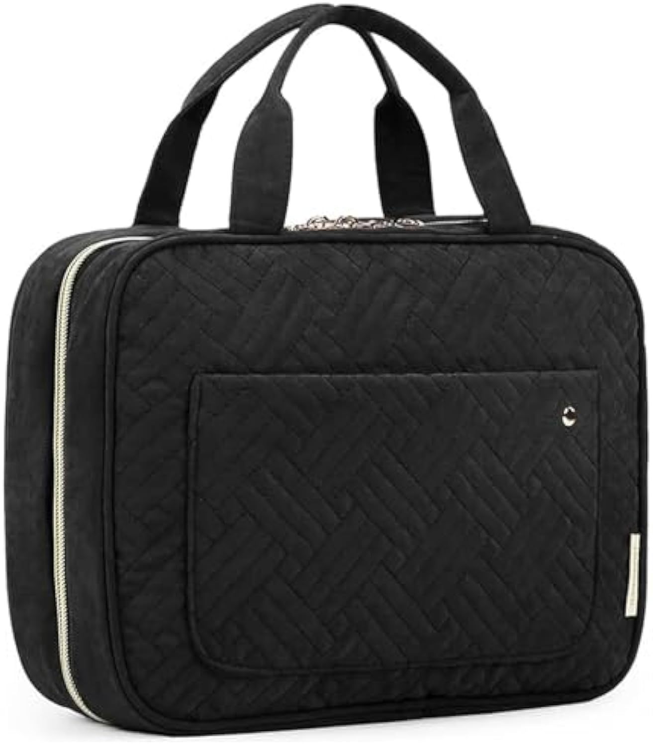 BAGSMART Toiletry Bag Travel Bag with Hanging Hook, Water-resistant Makeup Cosmetic Bag Travel Organizer for Accessories, Shampoo, Full-size Container, Toiletries (Black, Medium)