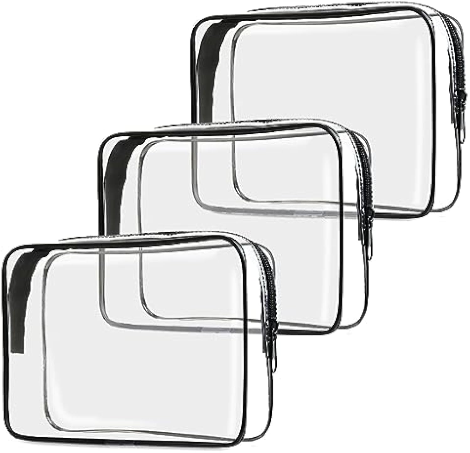 TSA Approved Toiletry Bag, 3 Pack Clear Travel Bags for Toiletries, Quart Size Makeup Cosmetic Bag Organizer for Women, Men, and Travel Accessories (Black)