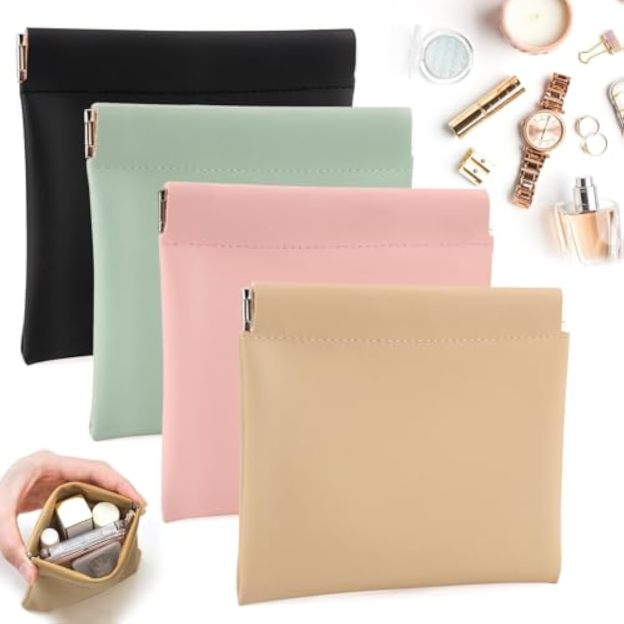 4 PCS Small Makeup Bag for Purse, Mini Portable Cosmetic Bags for Women, Coin Purse, Lipstick & Cosmetic Accessories Organizer, Small Travel Kit Storage Pouch