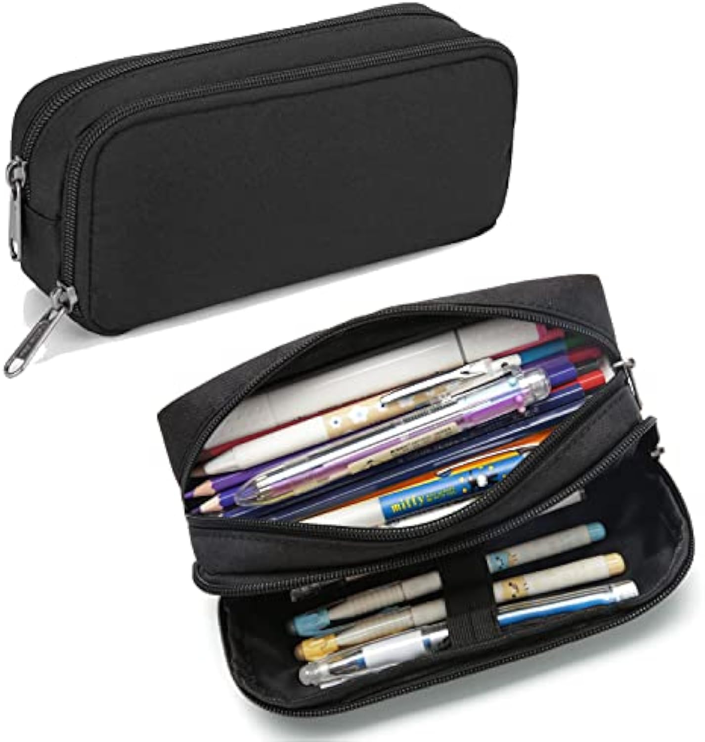 Large Capacity Pencil Case, Aesthetic Pen Pouch, Office Stationery Organizer, Simple and Sturdy Multifunctional Pencil Bag for Men – Black3