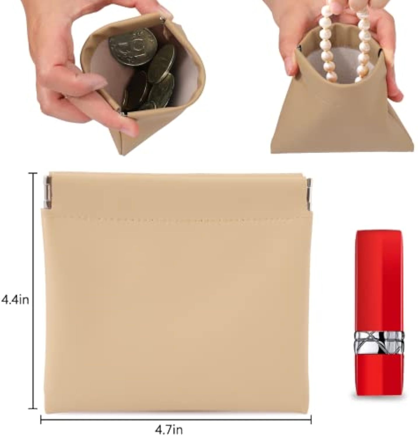 4 PCS Small Makeup Bag for Purse, Mini Portable Cosmetic Bags for Women, Coin Purse, Lipstick & Cosmetic Accessories Organizer, Small Travel Kit Storage Pouch