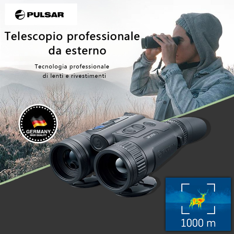 Pulsar-LRF XP50, imaging termico binoculare classico, rilevamento preciso di Lynred e tracciamento estremo