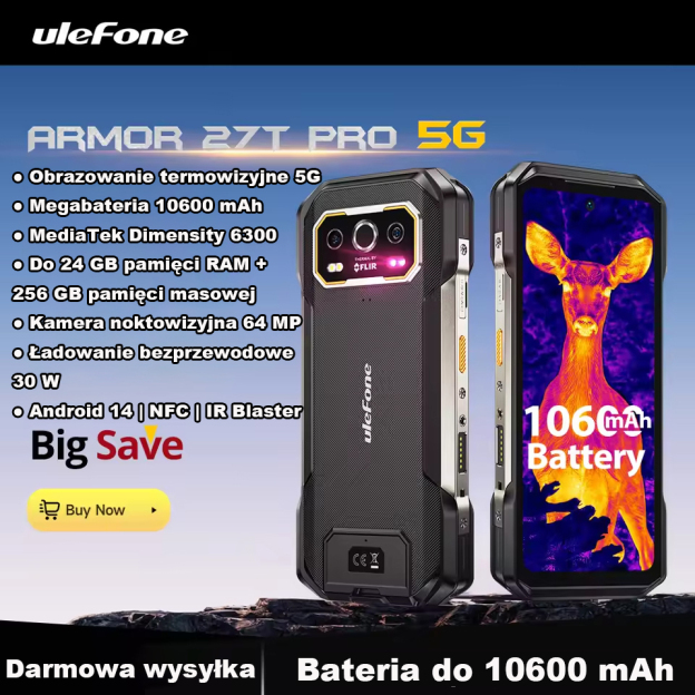 Ulefone Armor 27T Pro Nowy smartfon 5G z obrazowaniem termowizyjnym