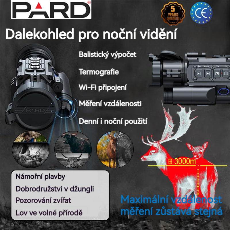 【PARD】 Dalekohled pro noční vidění s termovizí a měřením vzdálenosti