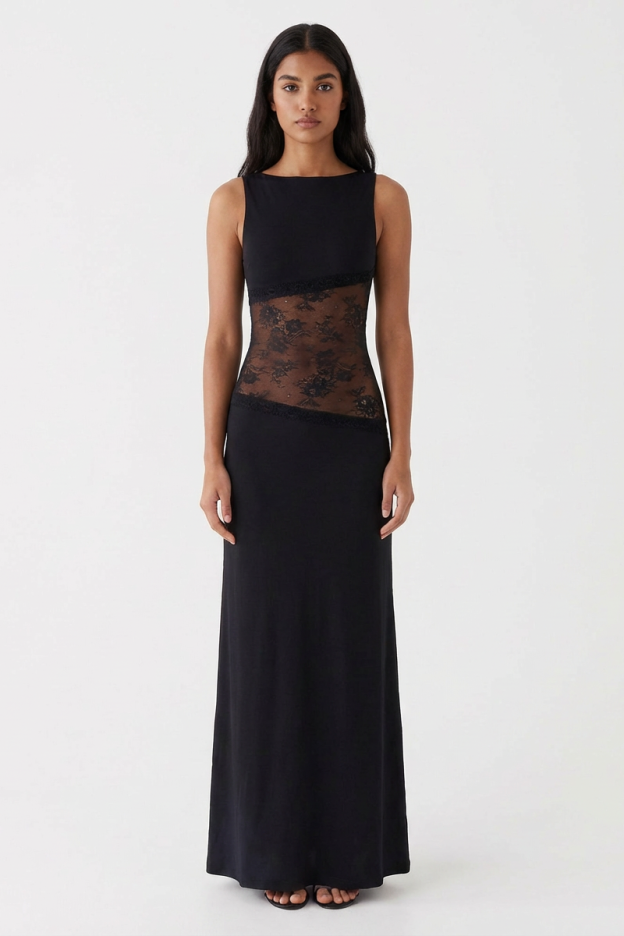 Exclusive Lucinda Black Lace Maxi Dress
