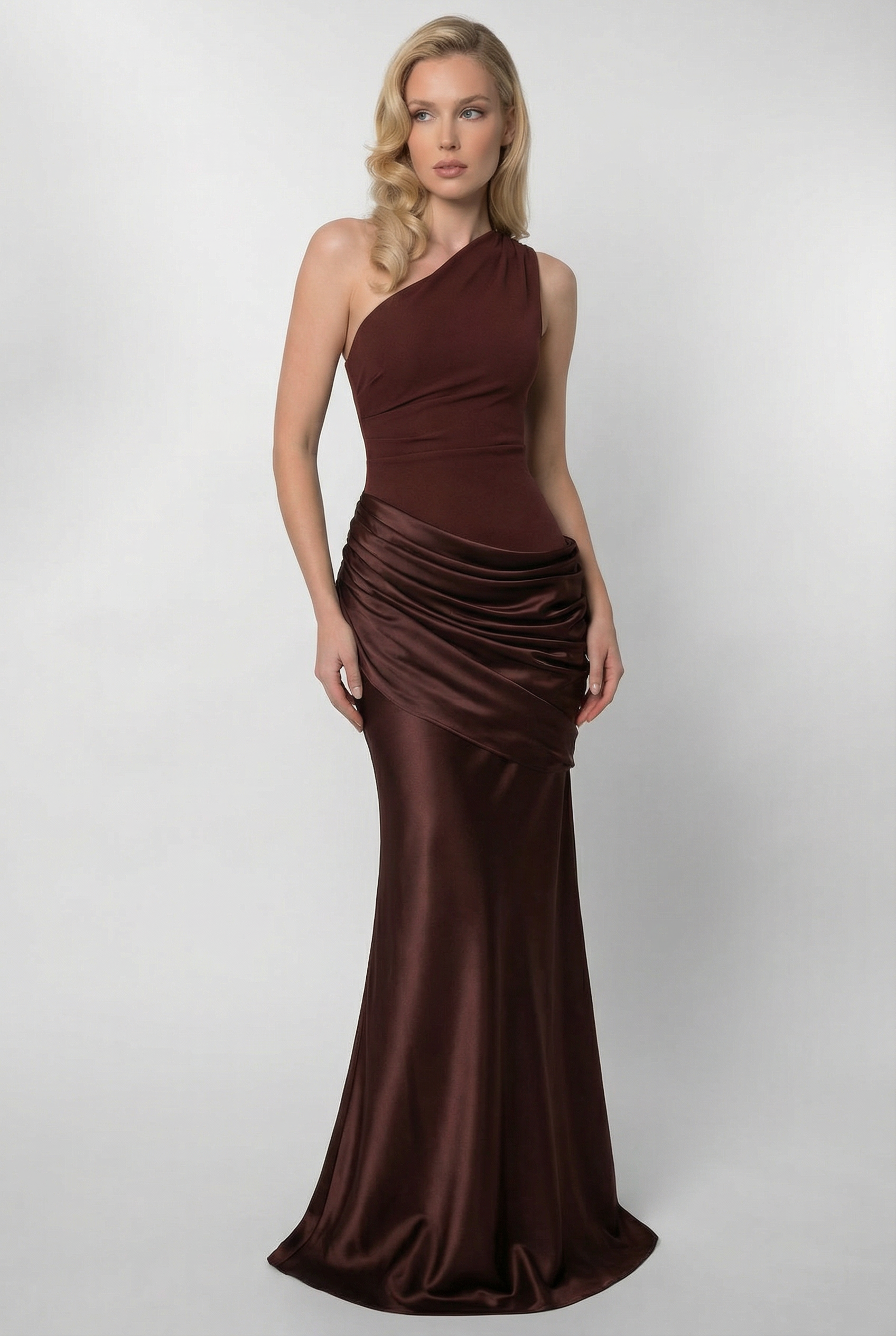 Eleanore One-shoulder Maxi Dress - Brown