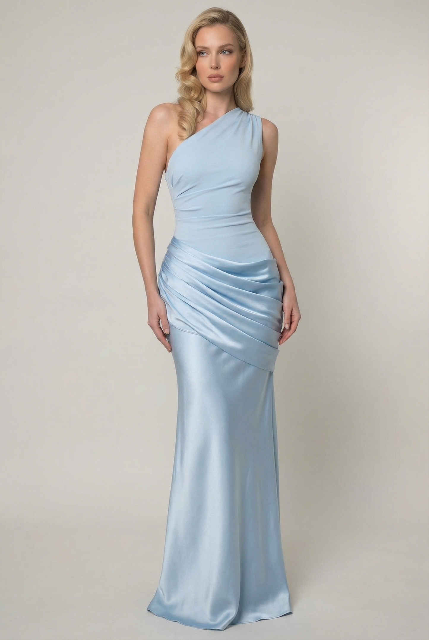 Eleanore One-shoulder Maxi Dress - Glacier Blue