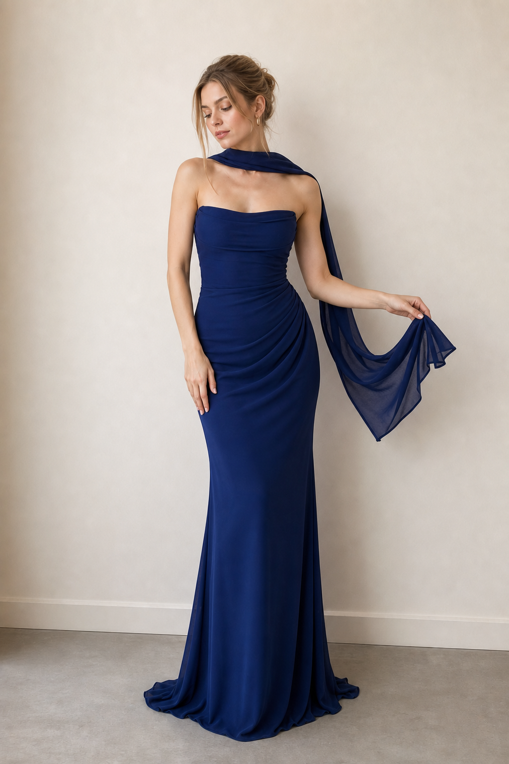 Elegant Aurora  Navy Maxi Dress