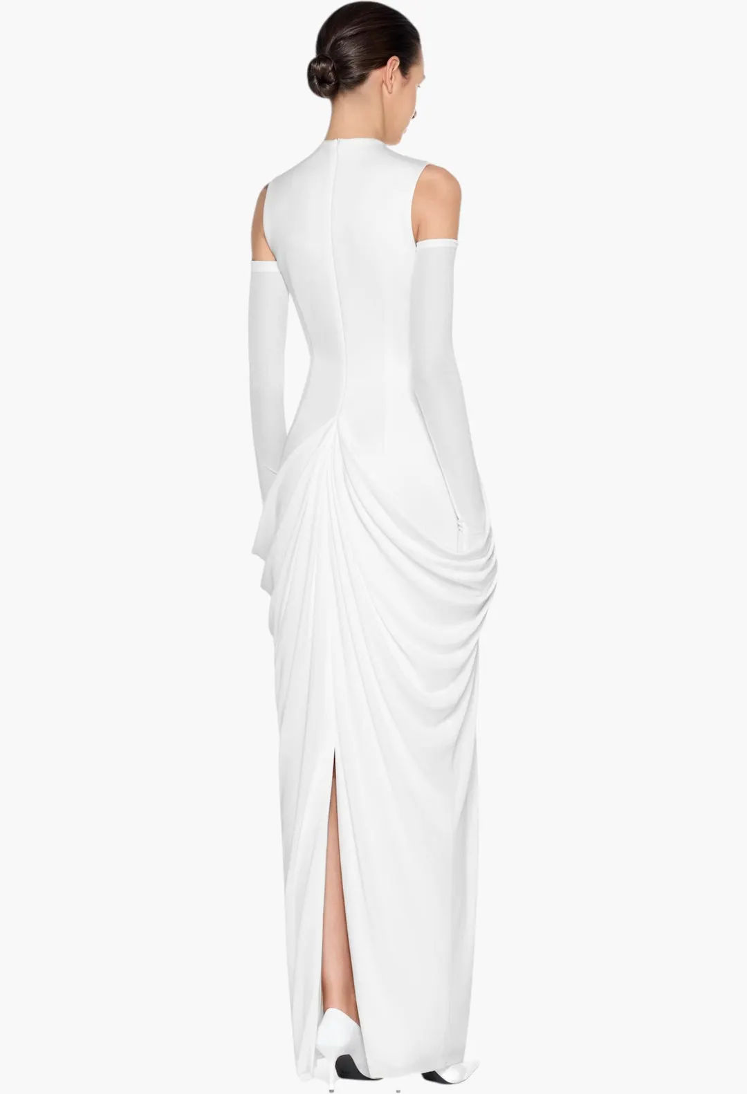 Aouine Solid-Color Sleeveless Flowy Pleated Maxi Dress