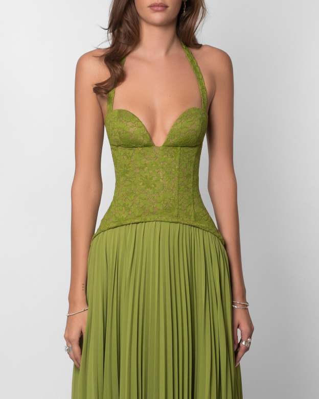 Vibrant Gaia Green Maxi Dress