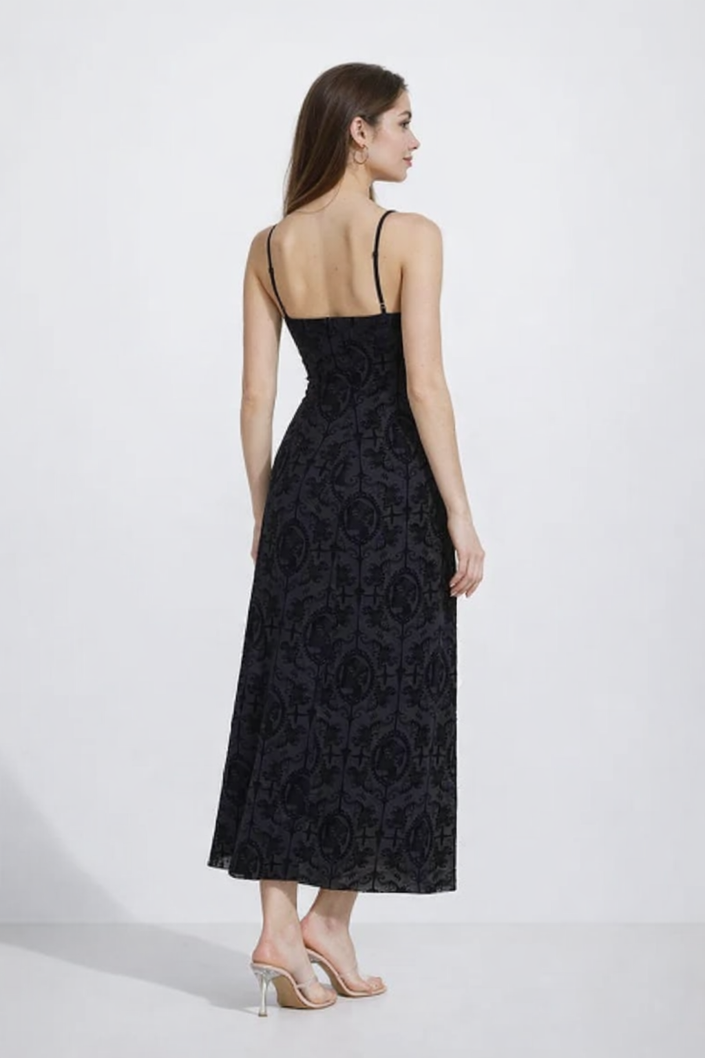 Exquisite Black Printed Midi Dress