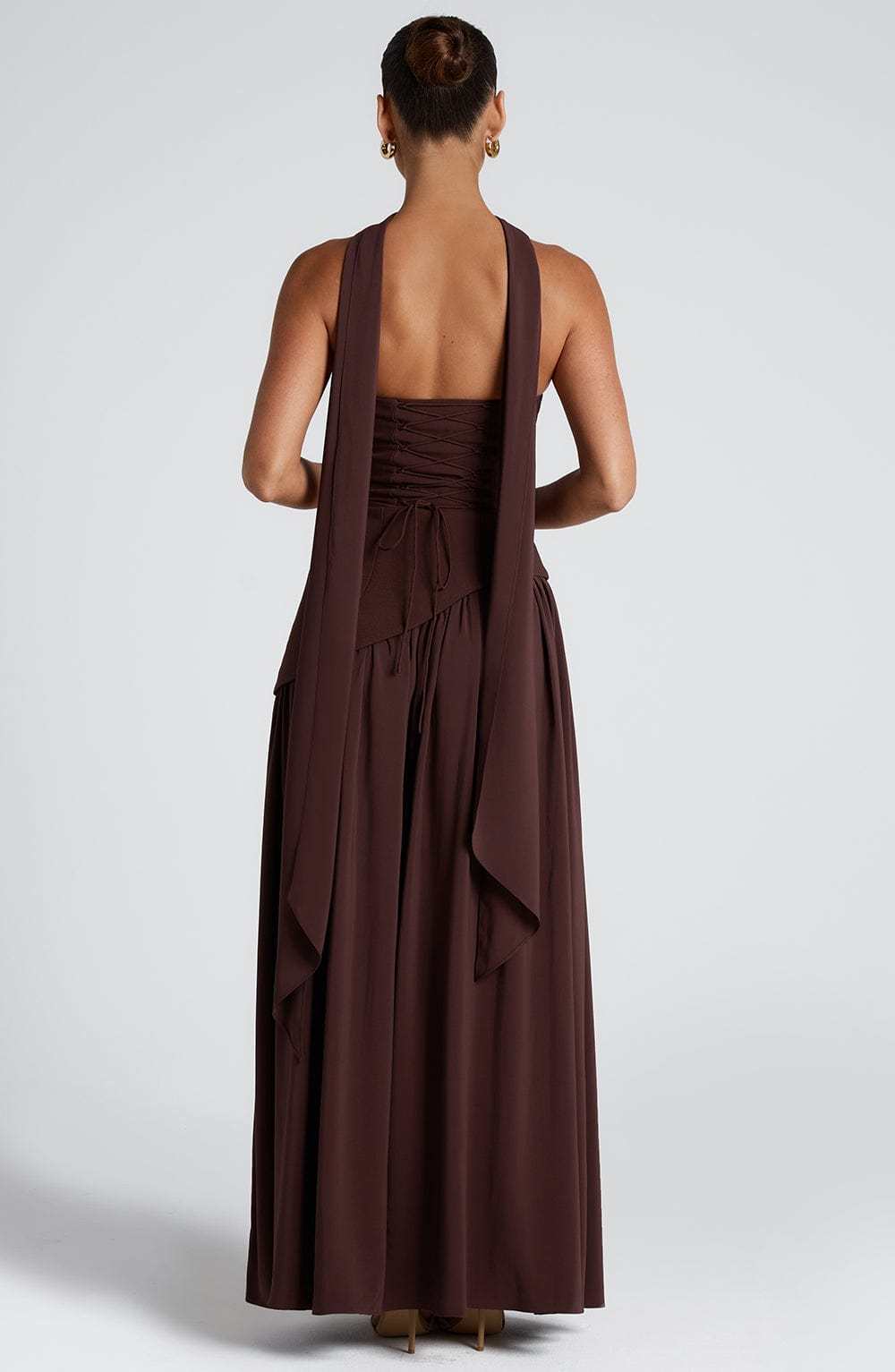 Elegant Audrey Slit Maxi Dress - Brown