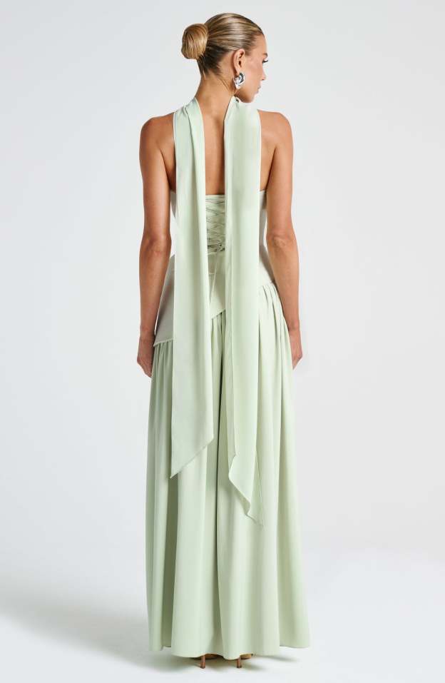 Elegant Audrey Slit Maxi Dress - Green