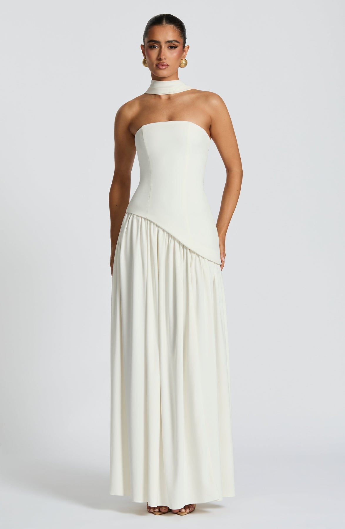 Elegant Audrey Slit Maxi Dress - White