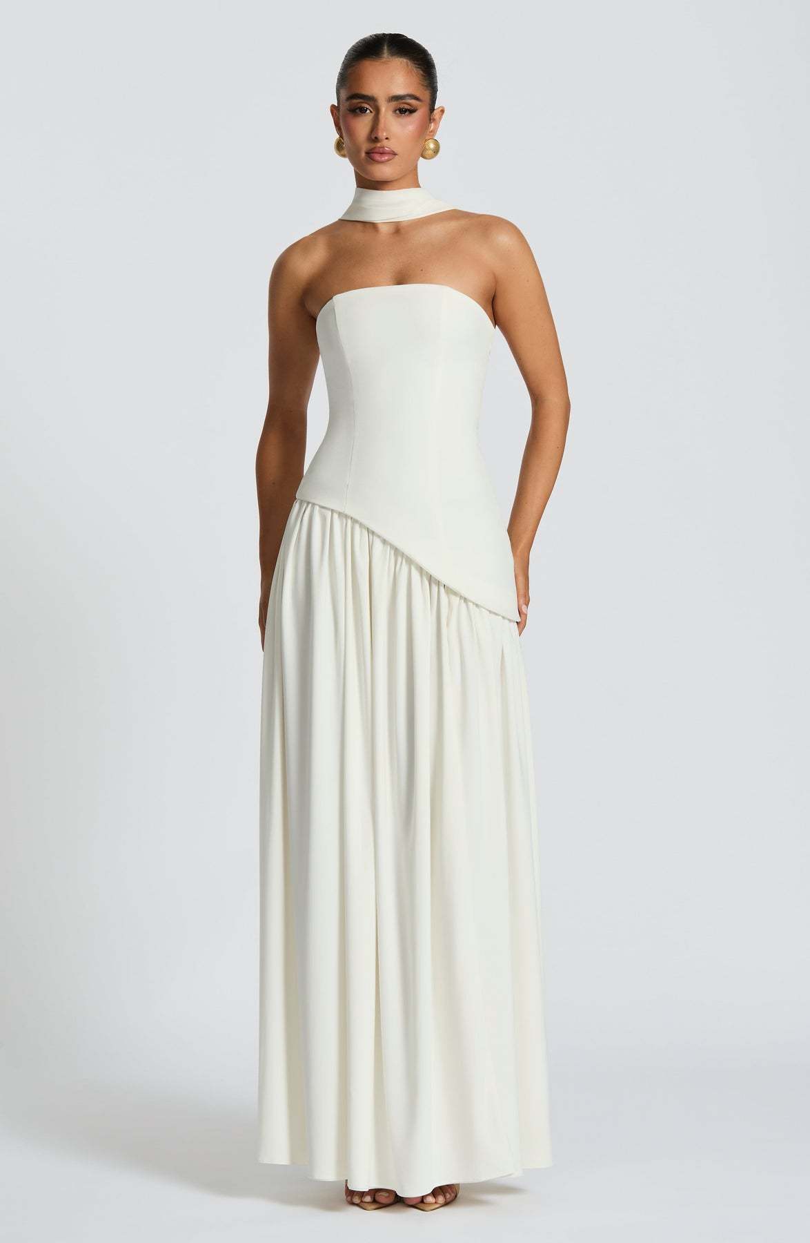 Elegant Audrey Slit Maxi Dress - White