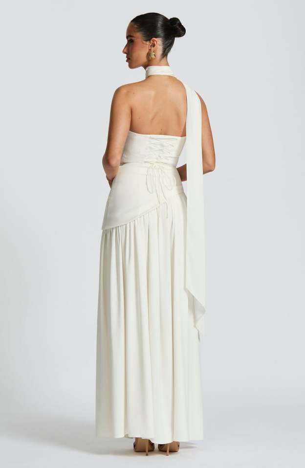 Elegant Audrey Slit Maxi Dress - White