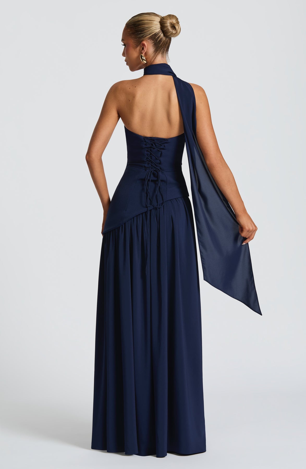 Elegant Audrey Slit Maxi Dress - Navy