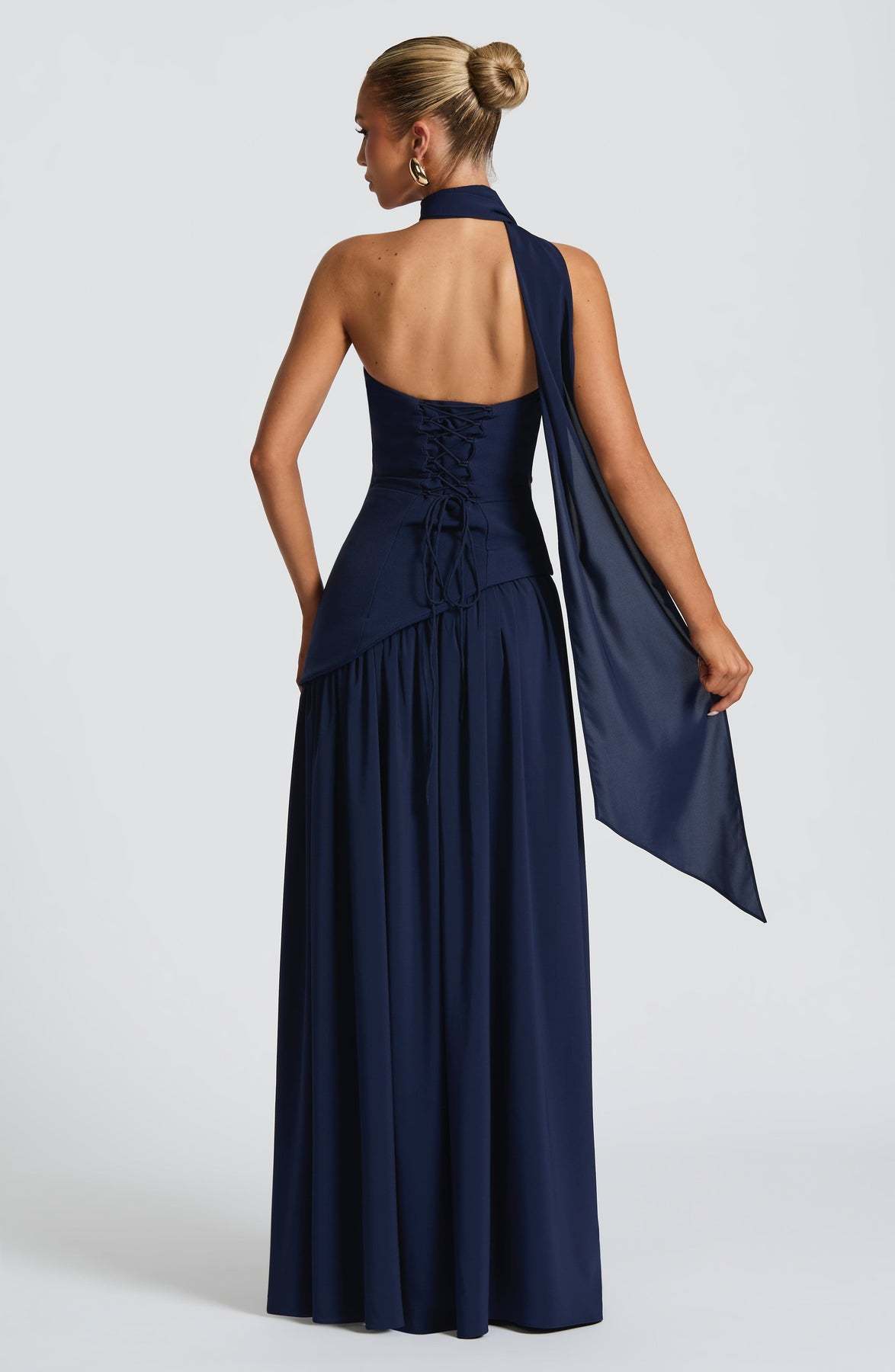 Elegant Audrey Slit Maxi Dress - Navy
