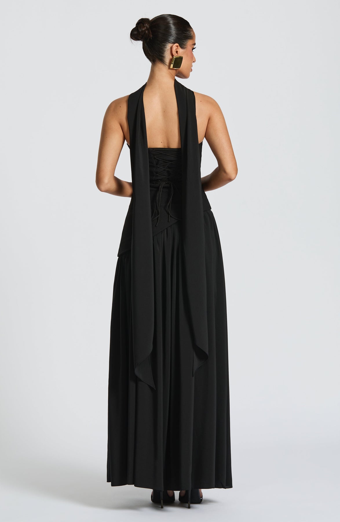 Elegant Audrey Slit Maxi Dress - Black