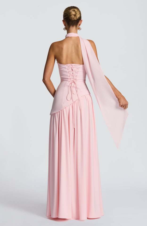 Elegant Audrey Slit Maxi Dress - Pink