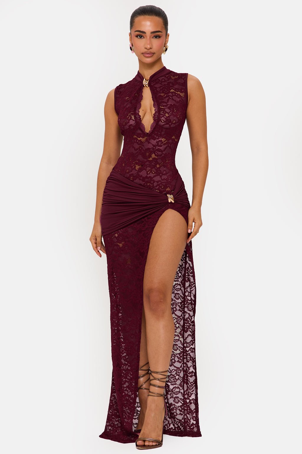 Chic Keyhole Lace Maxi Dress