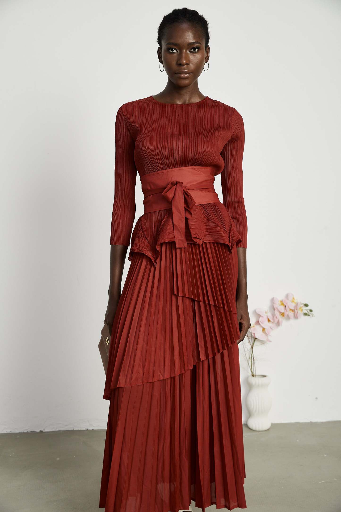 Ulane Irregular Top Maxi Dress Two Piece Set