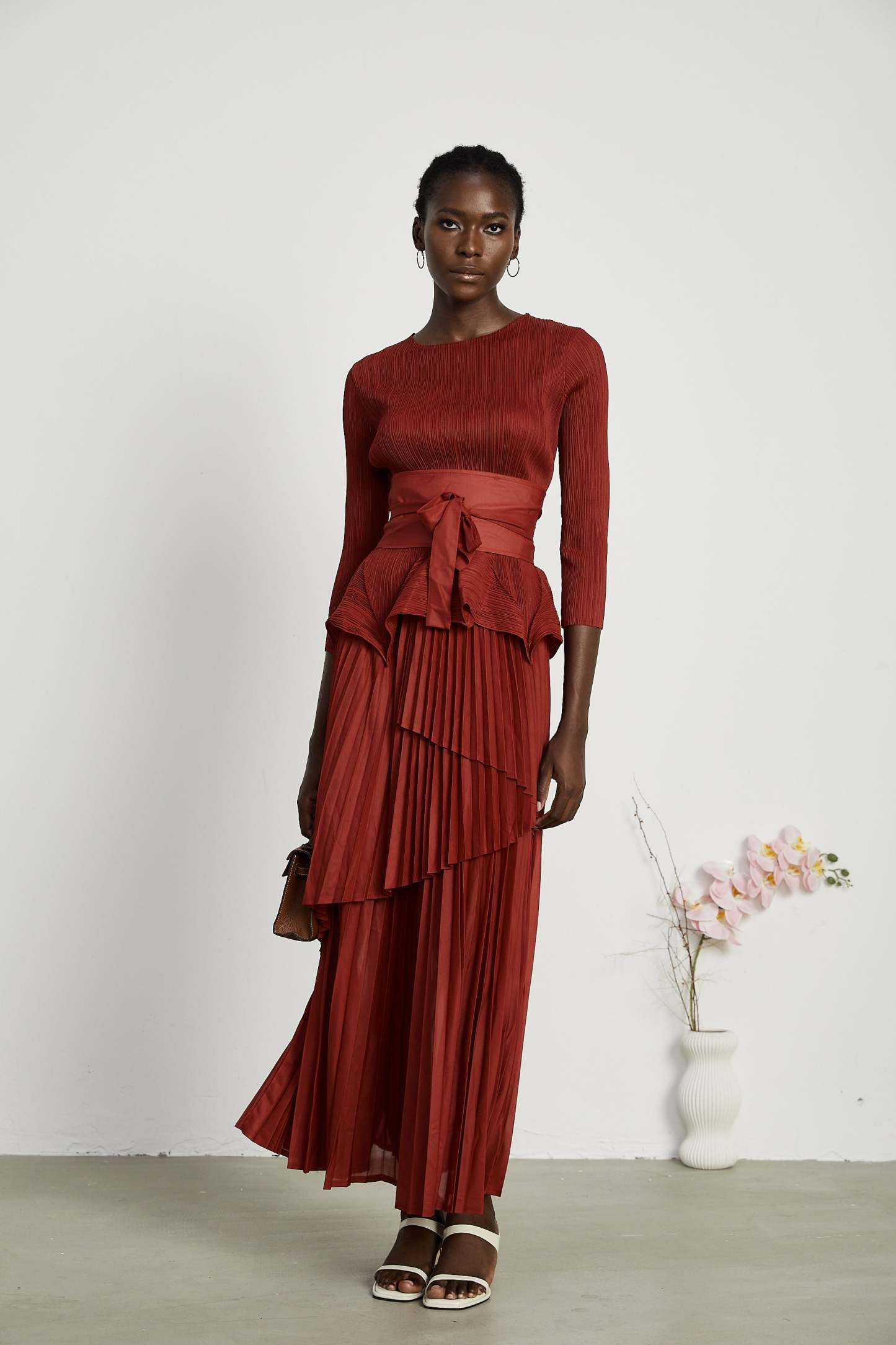 Ulane Irregular Top Maxi Dress Two Piece Set
