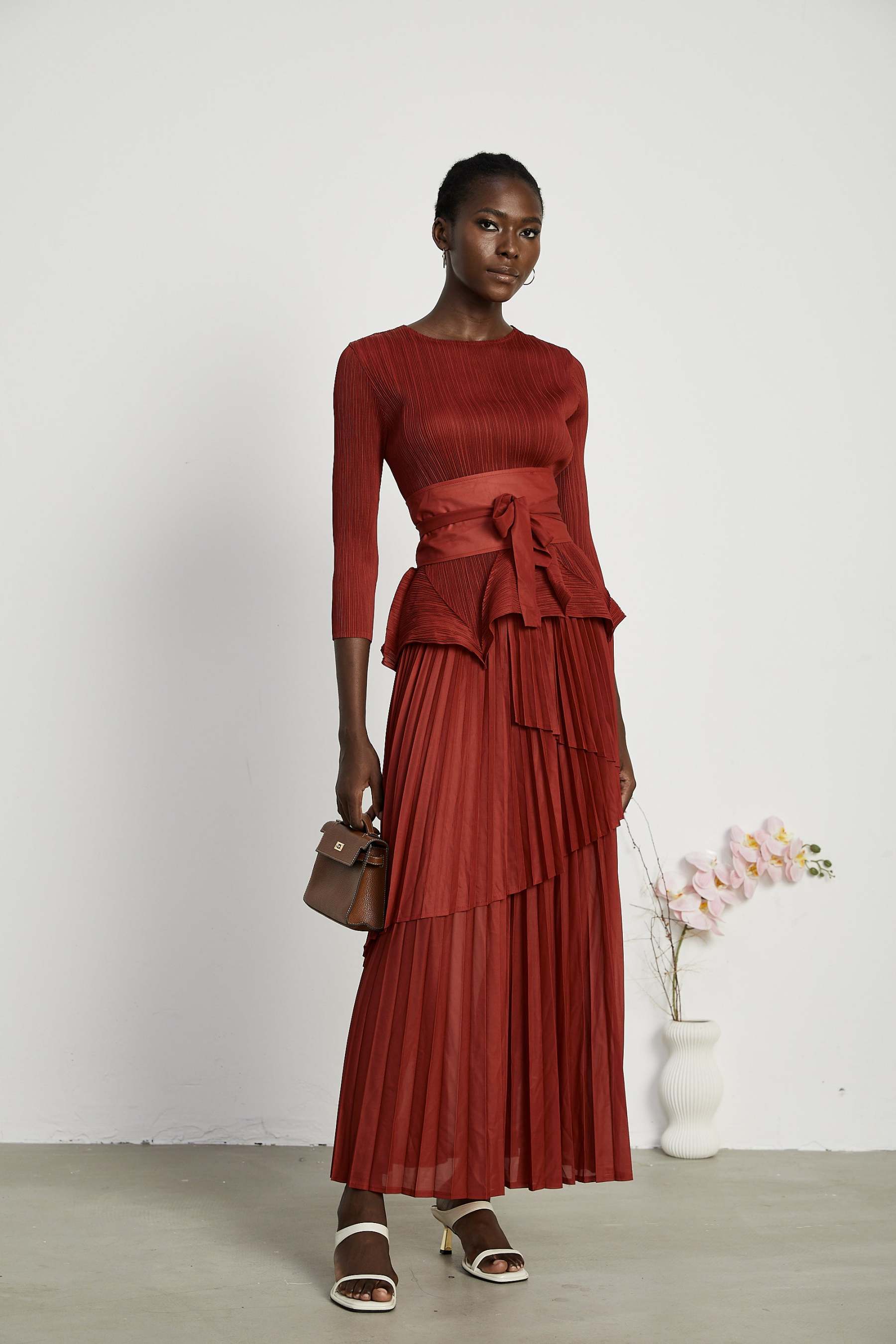 Ulane Irregular Top Maxi Dress Two Piece Set
