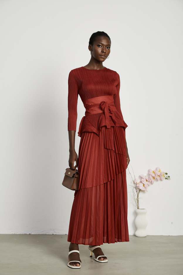 Ulane Irregular Top Maxi Dress Two Piece Set