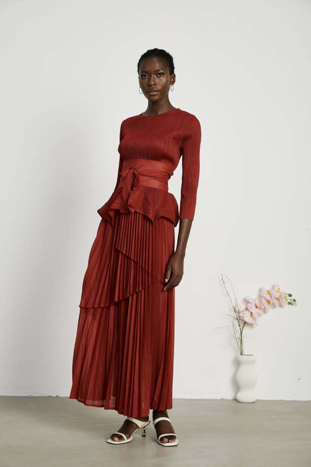 Ulane Irregular Top Maxi Dress Two Piece Set
