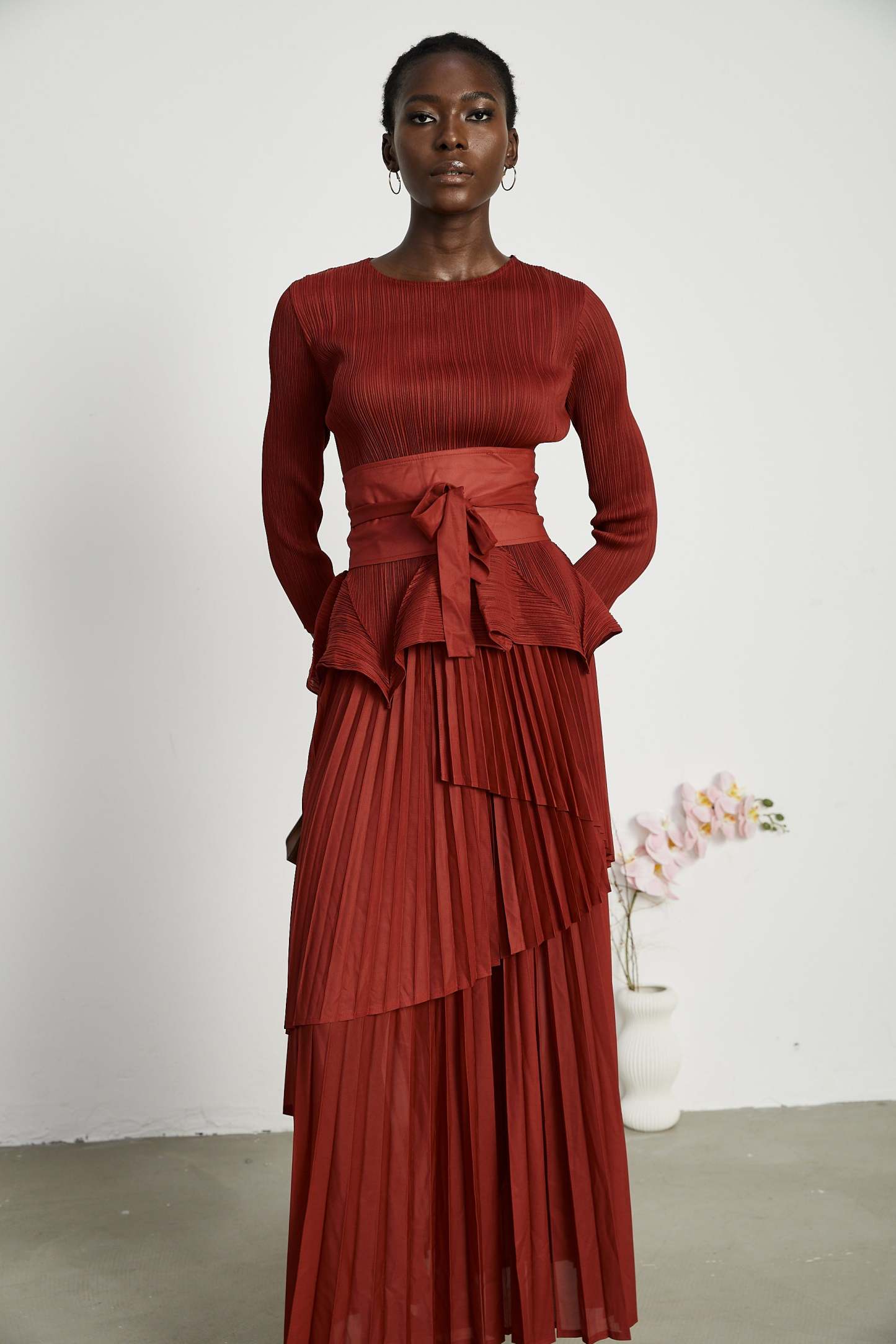 Ulane Irregular Top Maxi Dress Two Piece Set