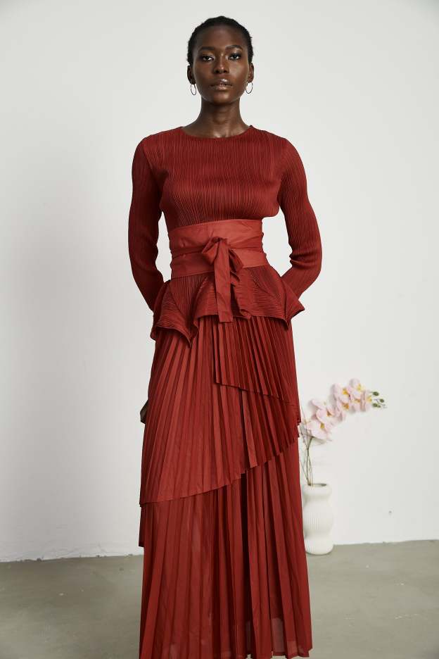 Ulane Irregular Top Maxi Dress Two Piece Set
