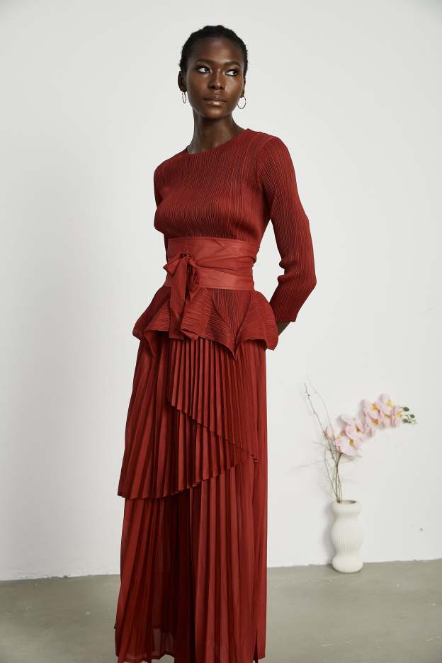 Ulane Irregular Top Maxi Dress Two Piece Set