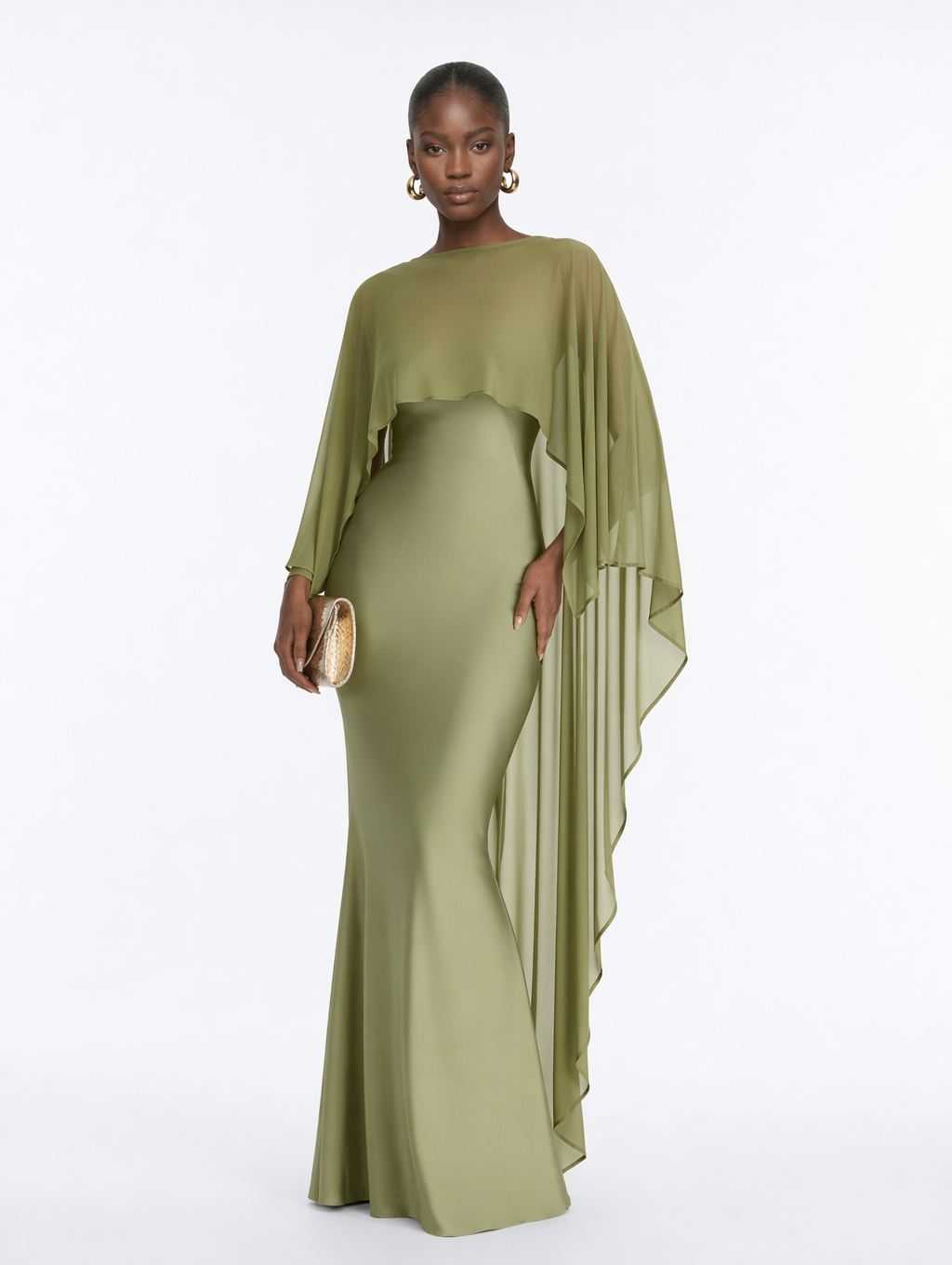 Nicola Cape Overlay Smoothly Maxi Dress
