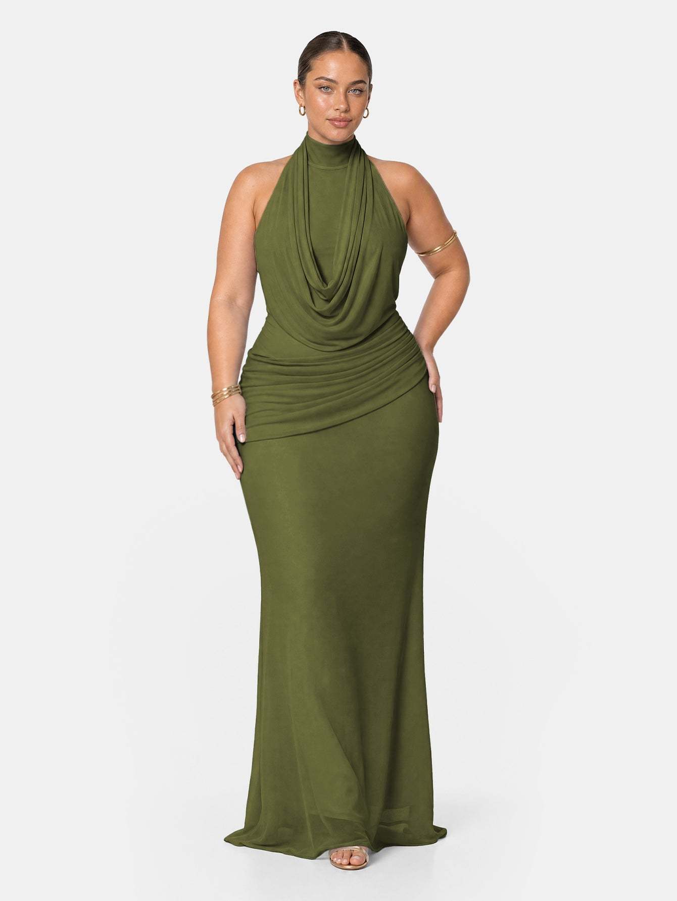 Quanna Green Convertible Halter Neck Maxi Dress