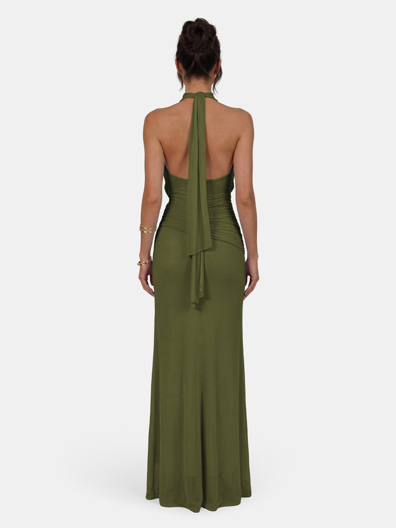 Quanna Green Convertible Halter Neck Maxi Dress