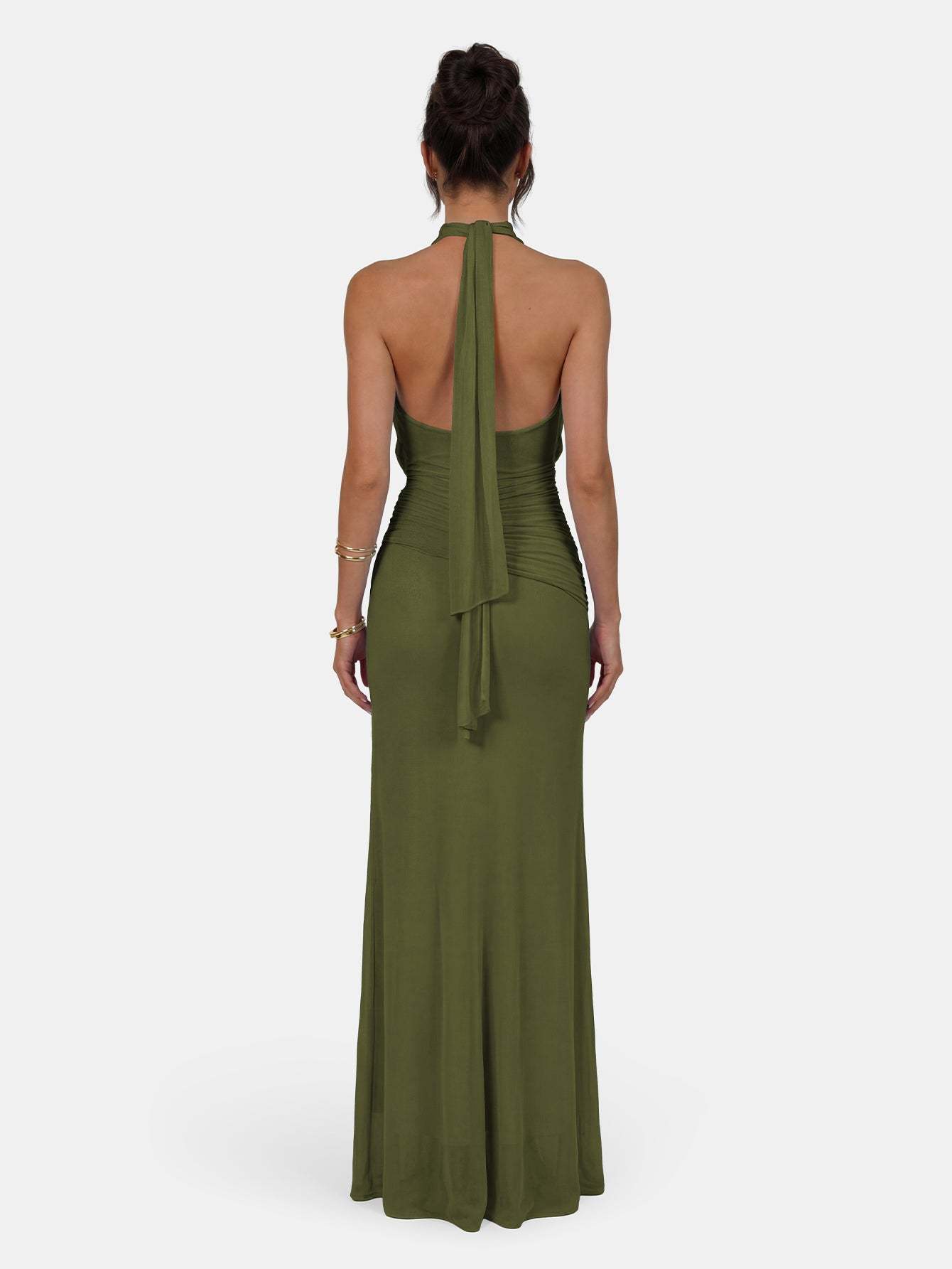 Quanna Green Convertible Halter Neck Maxi Dress