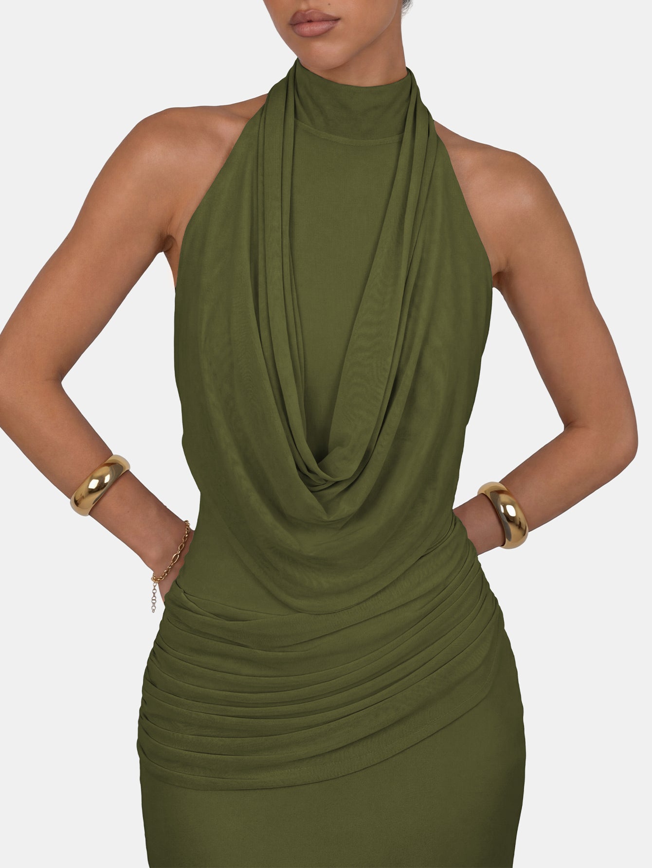 Quanna Green Convertible Halter Neck Maxi Dress