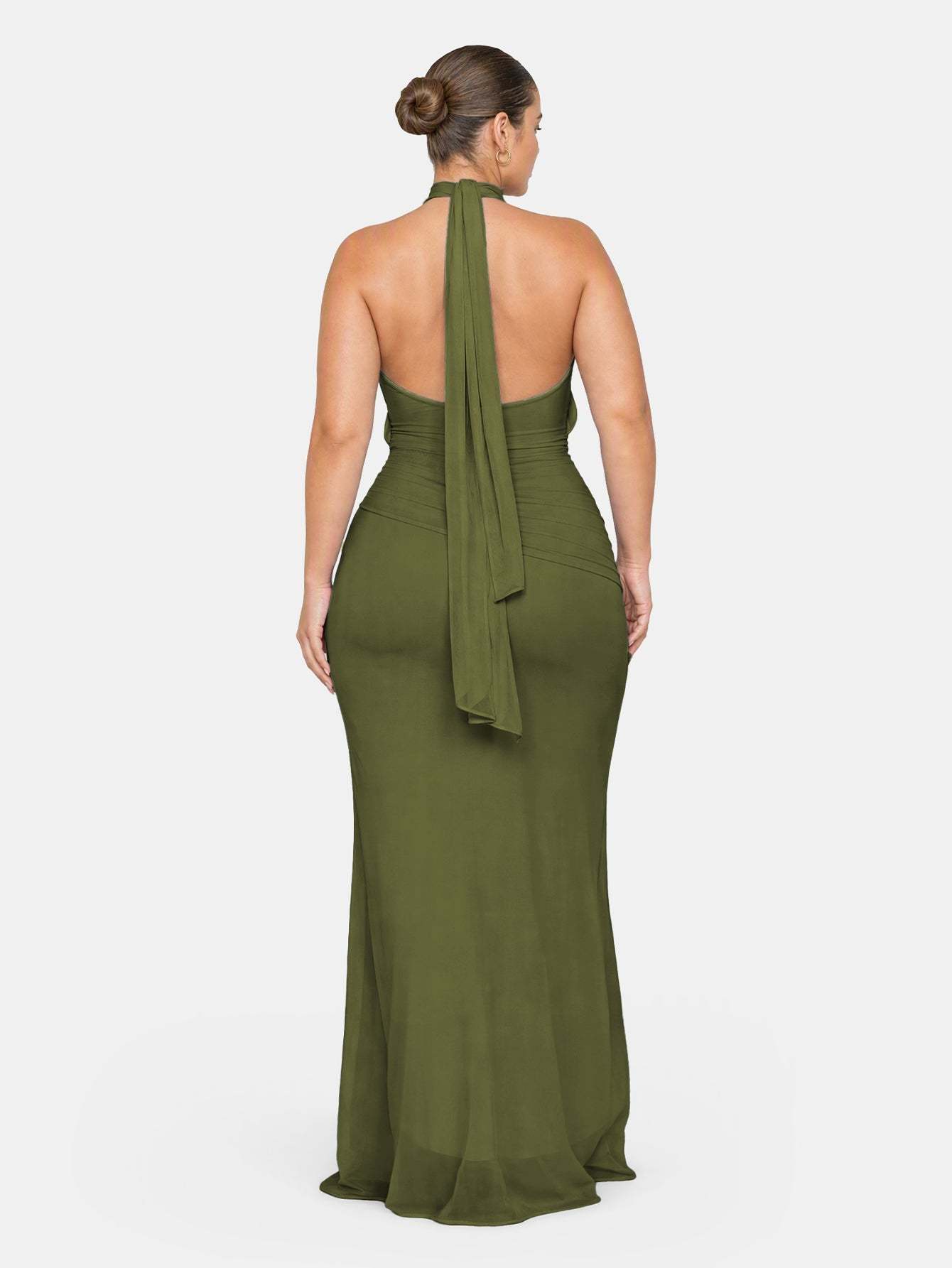 Quanna Green Convertible Halter Neck Maxi Dress
